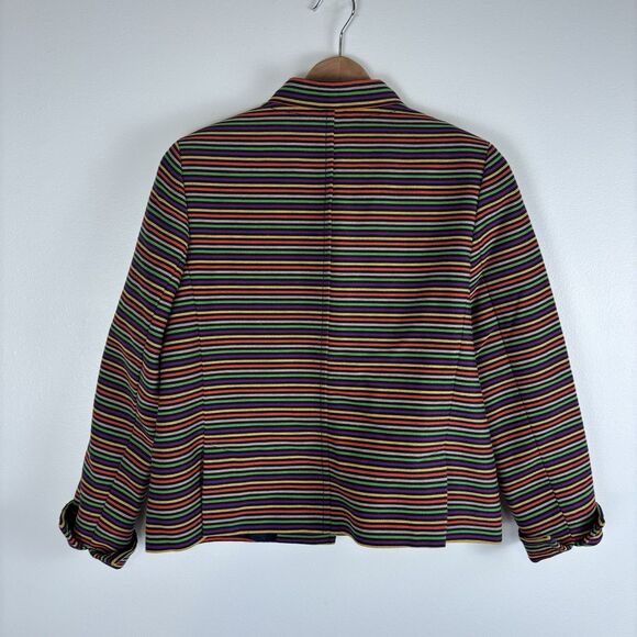 Talbots Women's 6P Petite Jacket Blazer Pink Blue White Green Striped Rainbow - Picture 4 of 5